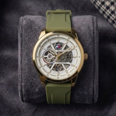 Tommy_hilfiger Automatic Silicon Green-Gold-White 260