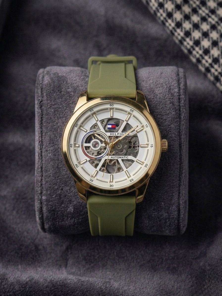 Tommy_hilfiger Automatic Silicon Green-Gold-White 260