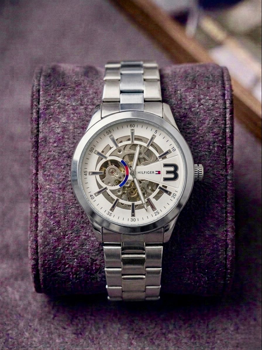 Tommy_Hilfiger Automatic Skeleton Silver White 296