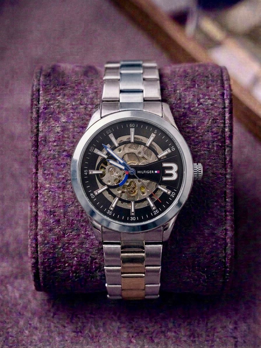Tommy_Hilfiger Automatic Skeleton Silver Black 300